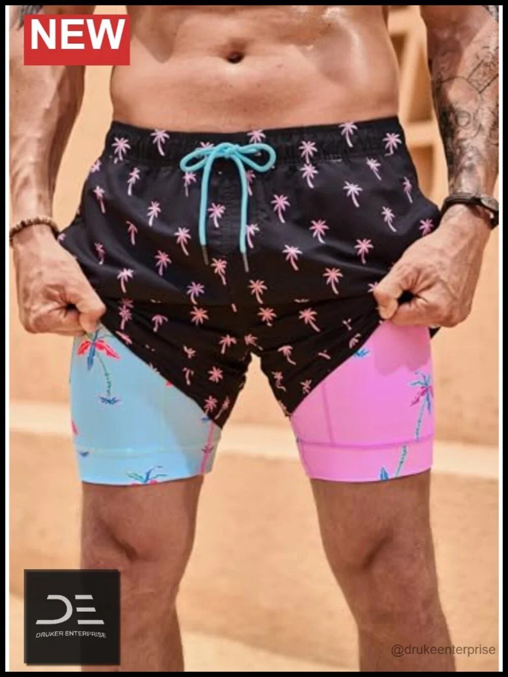 Men's Quick Dry Swim Trunks with Compression Liner 6